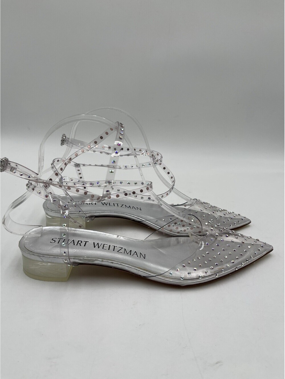 Stuart Weitzman Glam Wrap Embellished Ankle Strap Flats Size 7